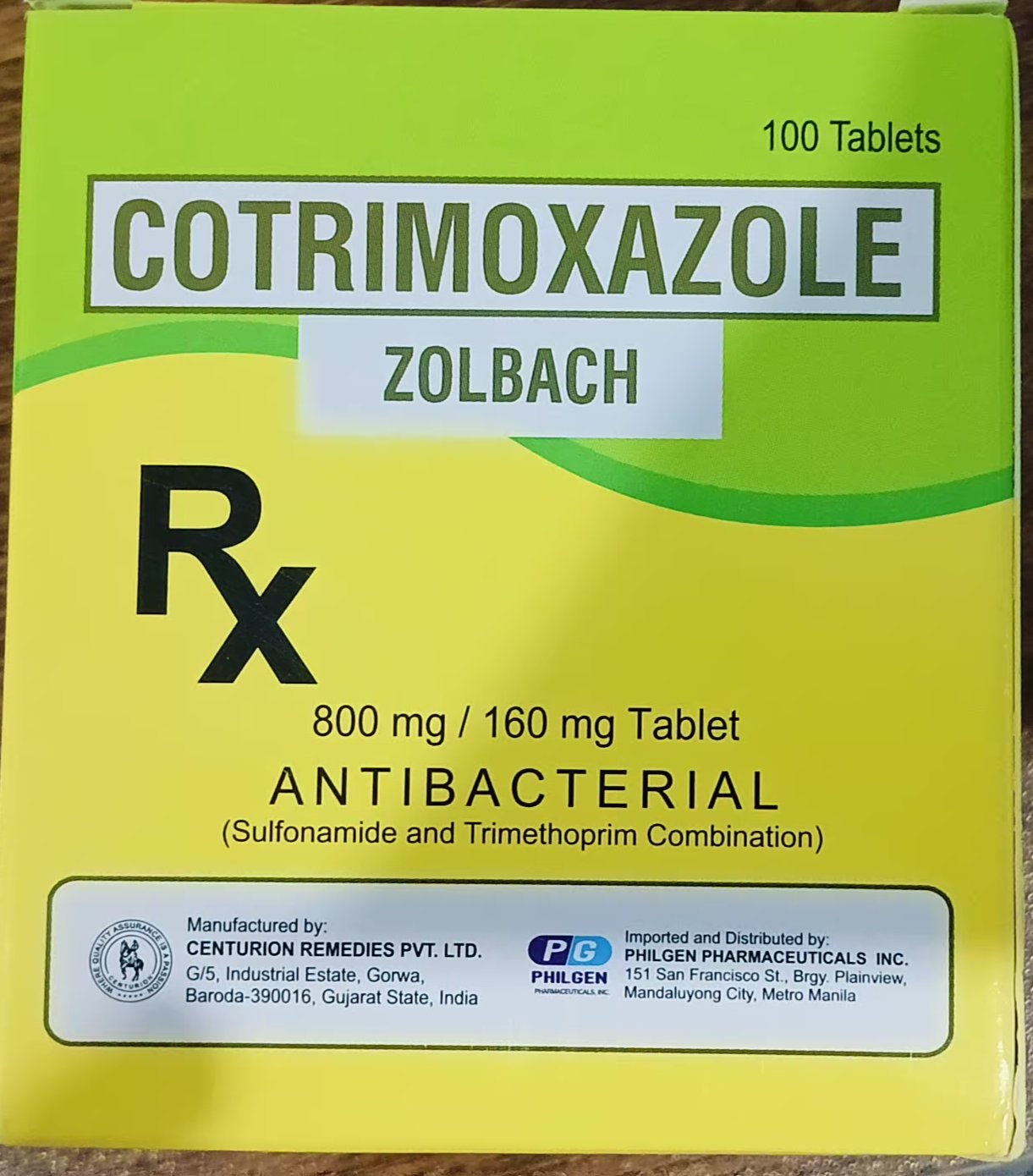 Cotrimoxazole 800mg/160mg Tablet 100's	ZOLBACH