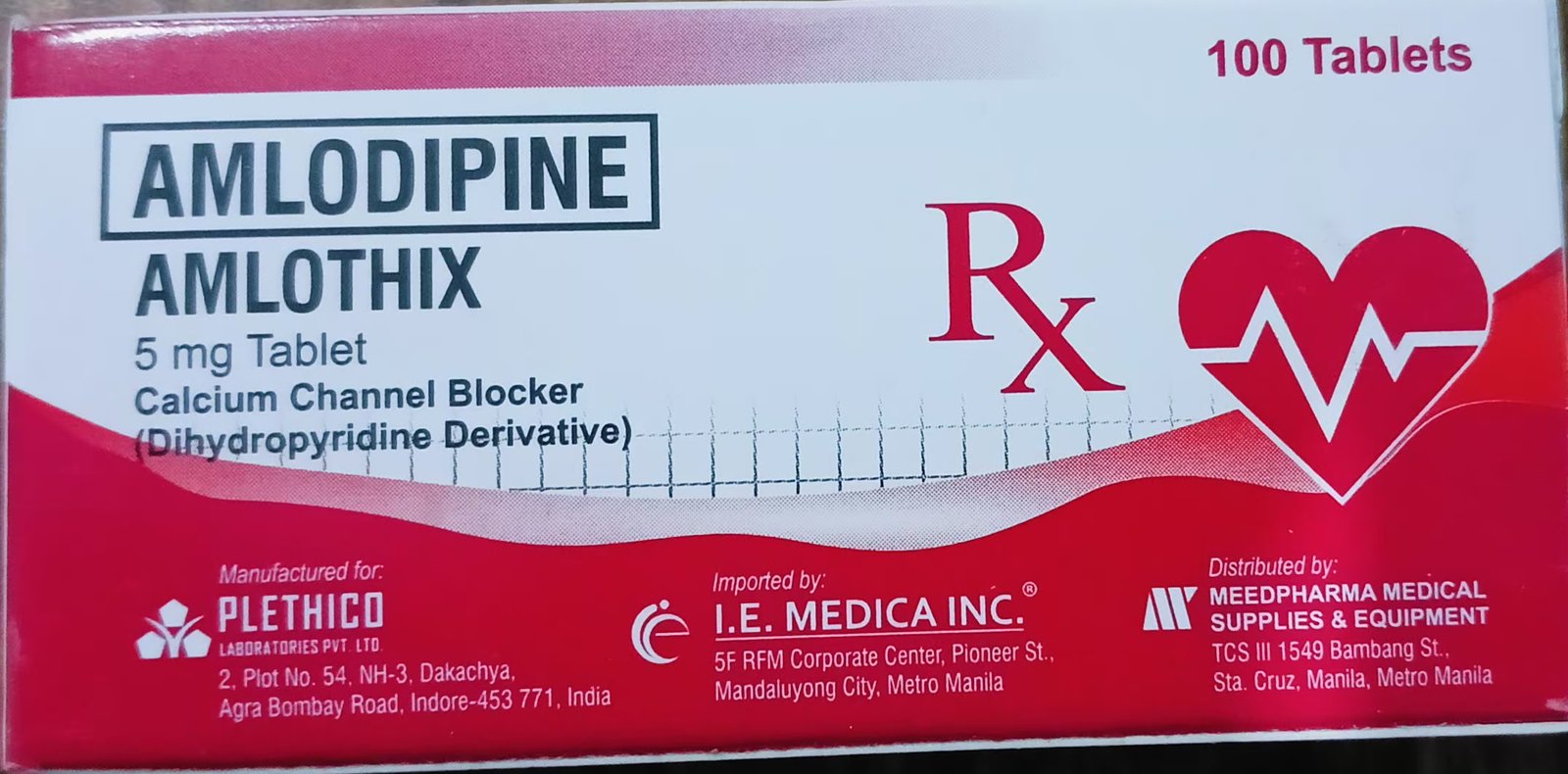 Amlodipine 5mg Tablet 100's - Amlothix5