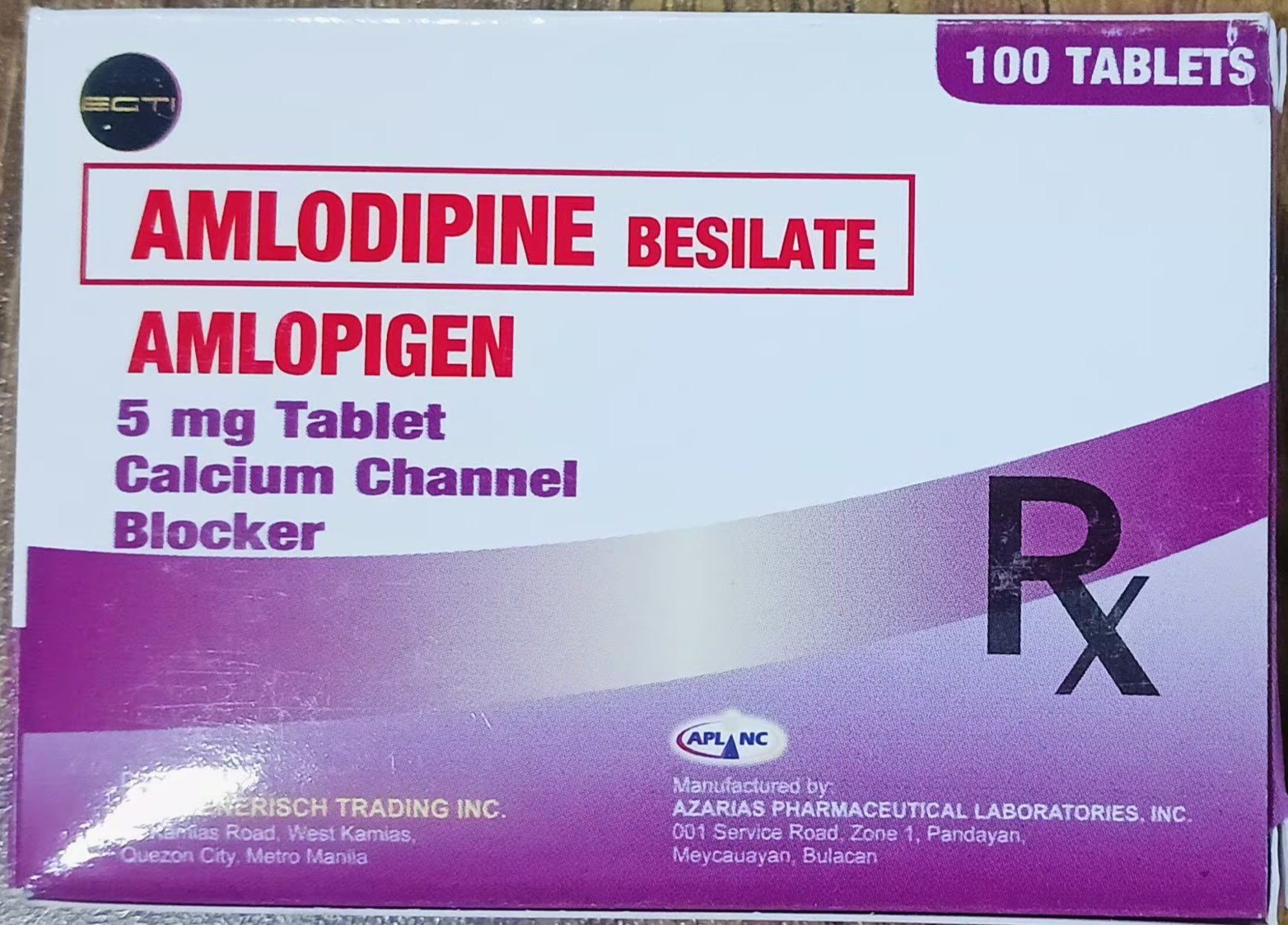 Amlodipine 5mg Tablet 100's - Amlopigen 5