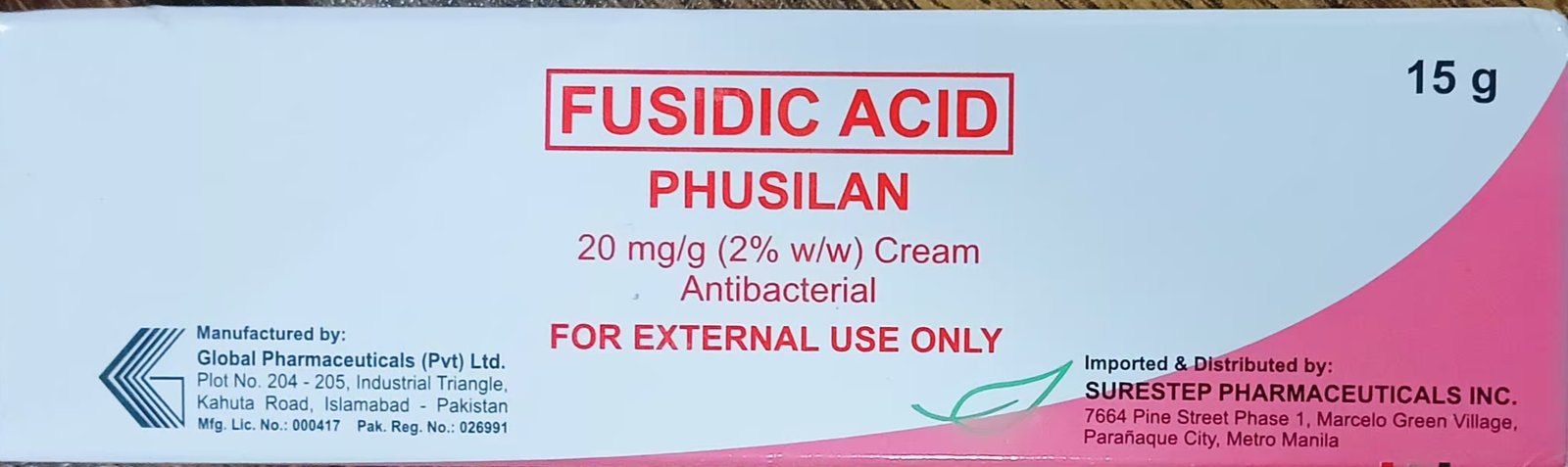 Fusidic Acid 20mg/g (2% w/w) Cream 15g 	PHUSILAN